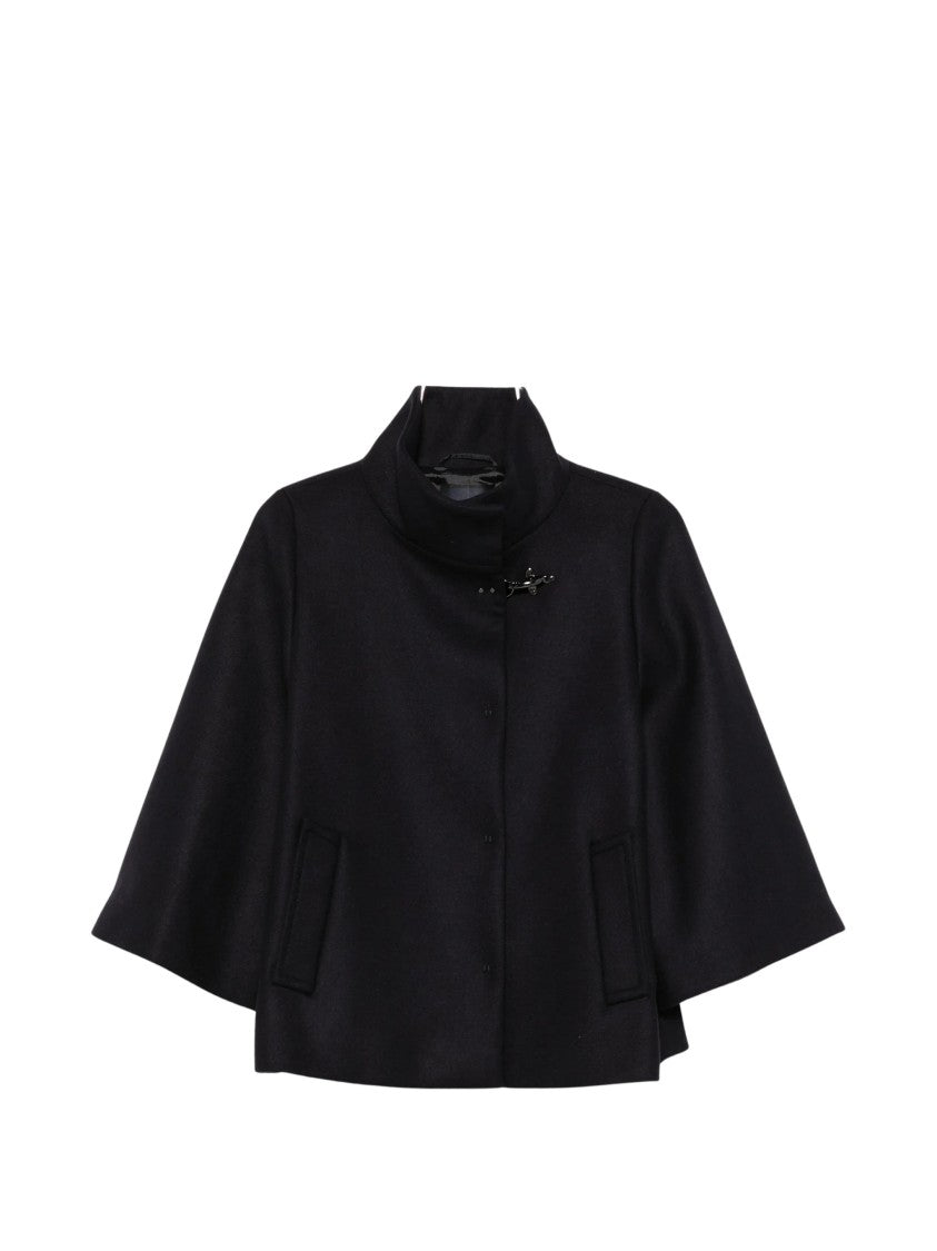 Fay High Collar Structured Black Jacket