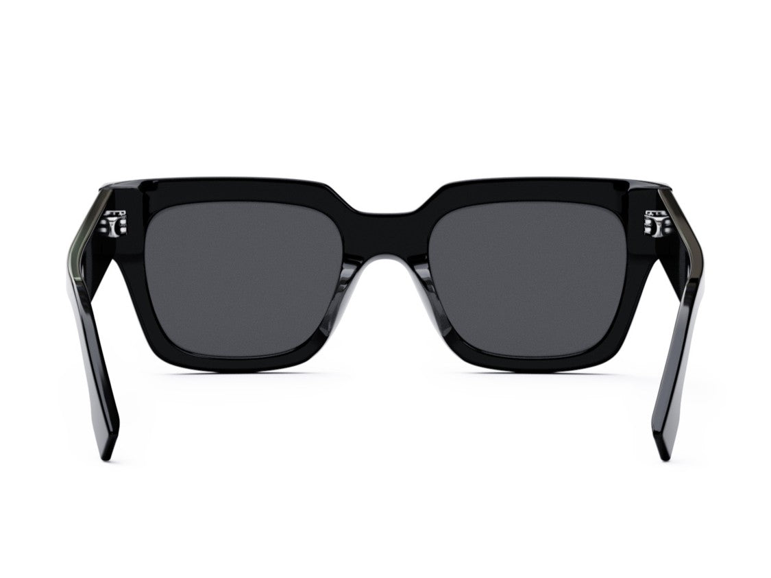 Fendi Glossy Black Fe40078i Oversized Square Acetate Sunglasses