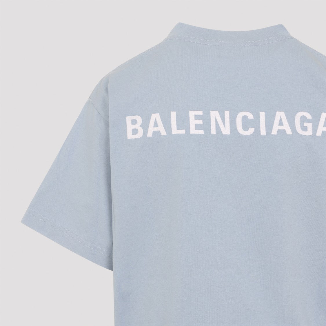 Balenciaga Medium Fit Light Blue Cotton T-Shirt
