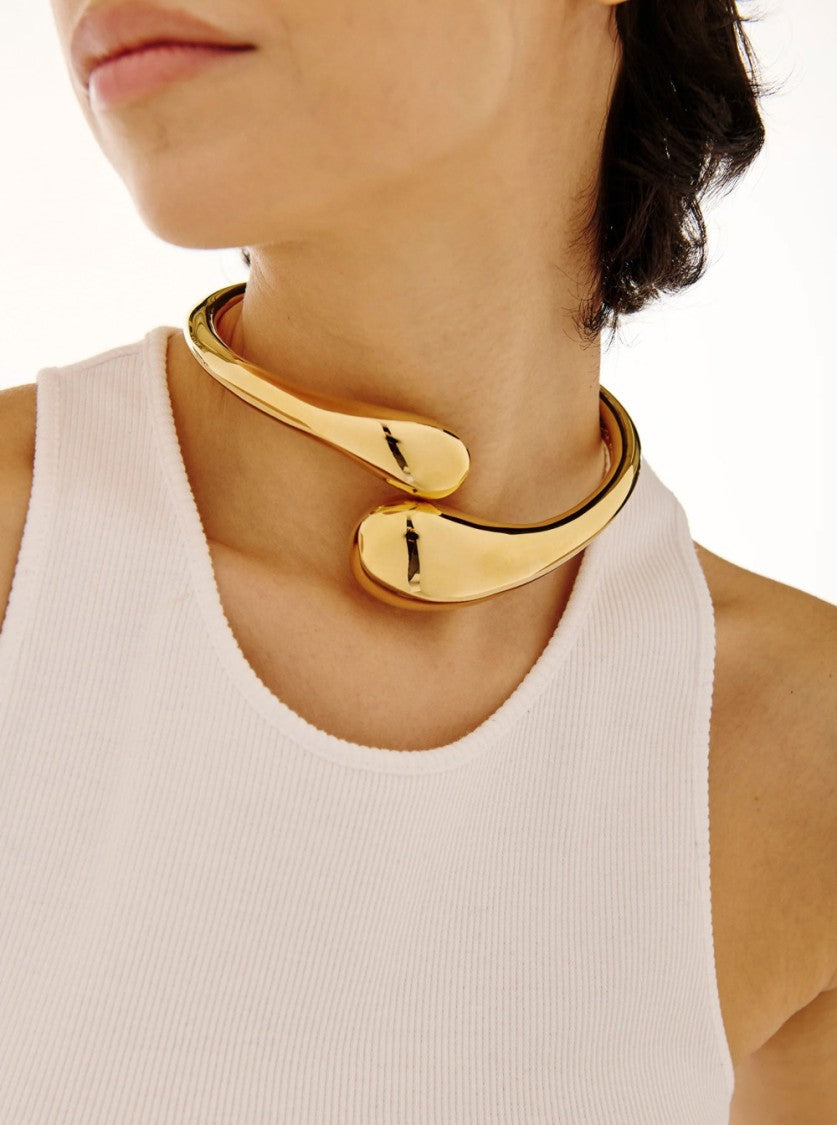 Federica Tosi Sculptural Gold Choker With Polished Finish