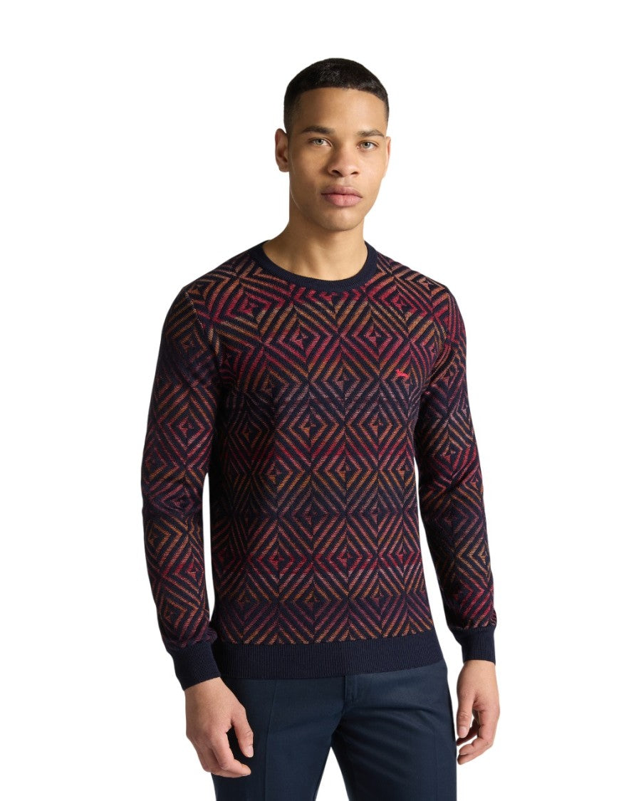 Harmont & Blaine Textured Knit Sweater Embroidered Dachshund Detail