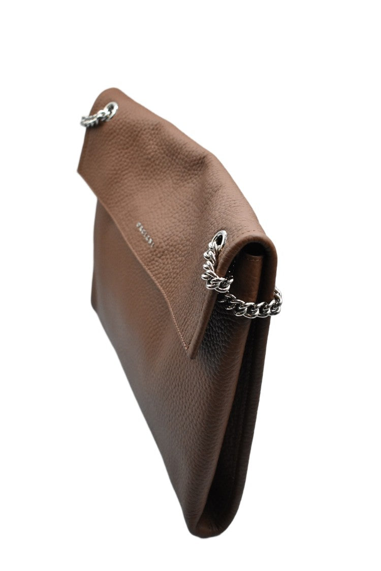 Orciani Beige Hammered Leather Chain Strap Handbag