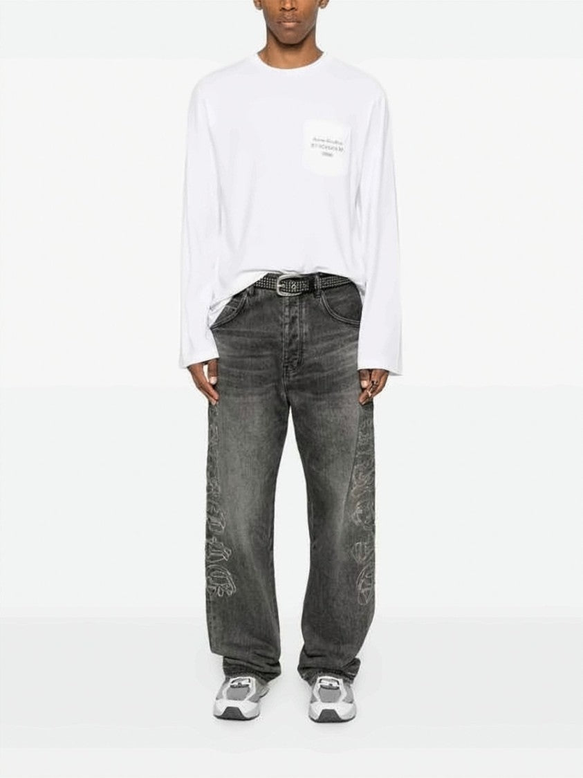 Acne Studios Long-Sleeve Shirt With Textured Fabric And Chest Pocket