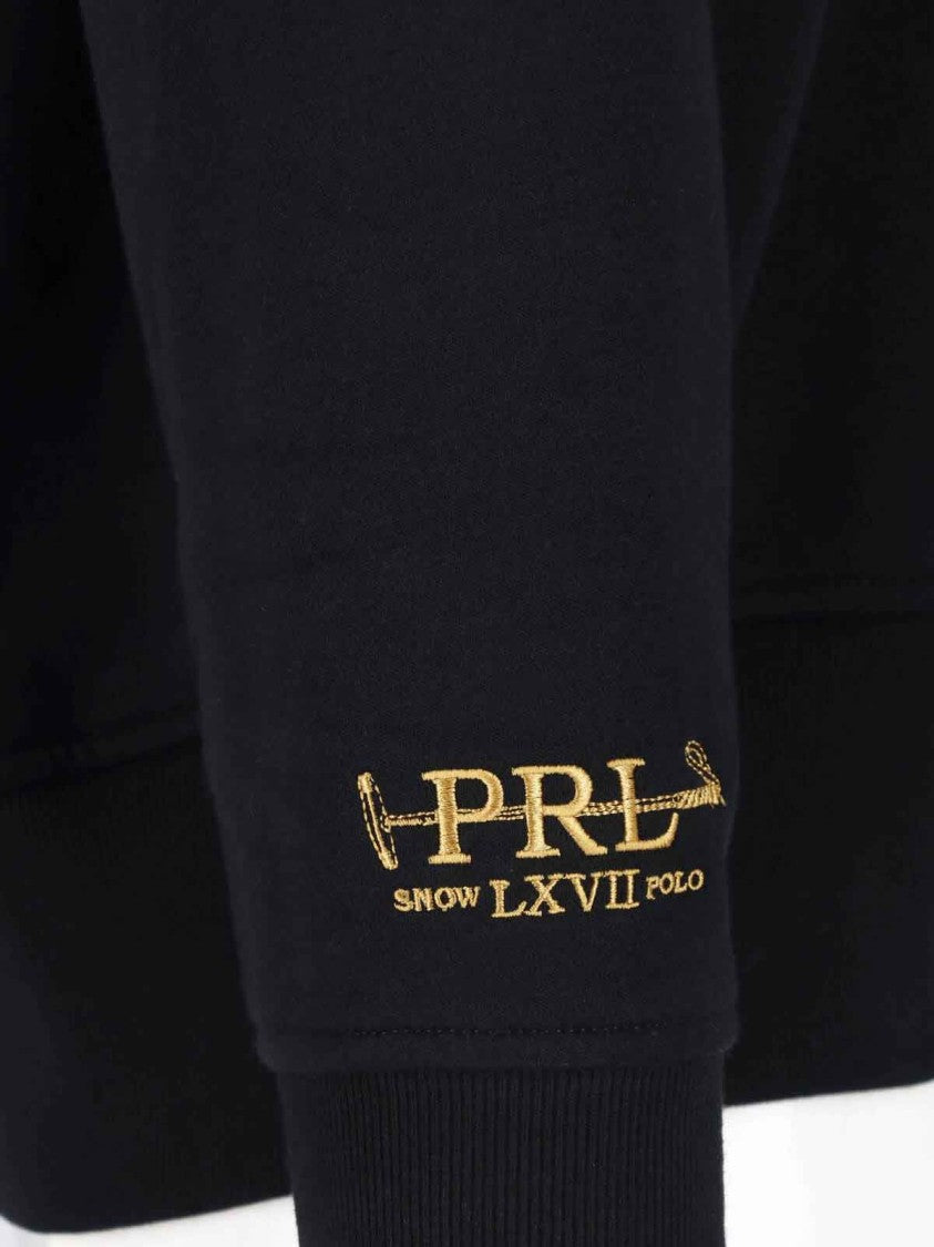 Polo Ralph Lauren Black Cotton-Blend Big Pony Contrast-Collar Rugby Sweatshirt