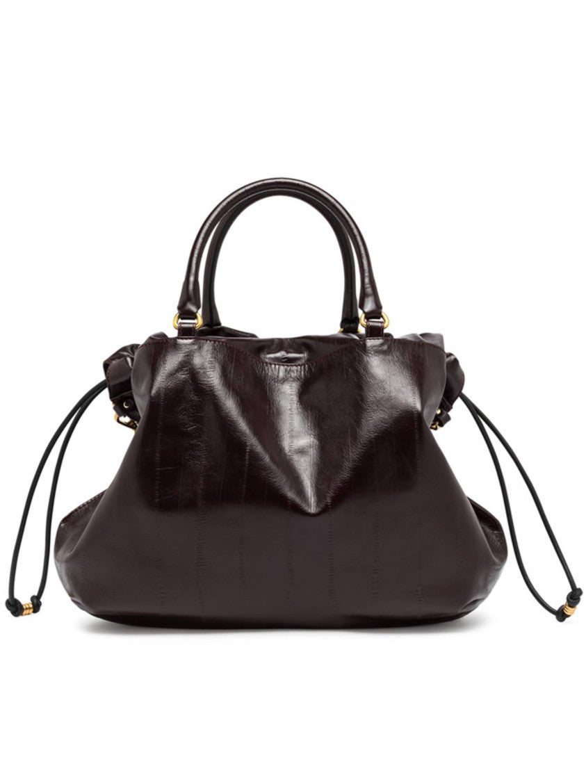Gianni Chiarini Glossy Leather Handbag With Ruched Top