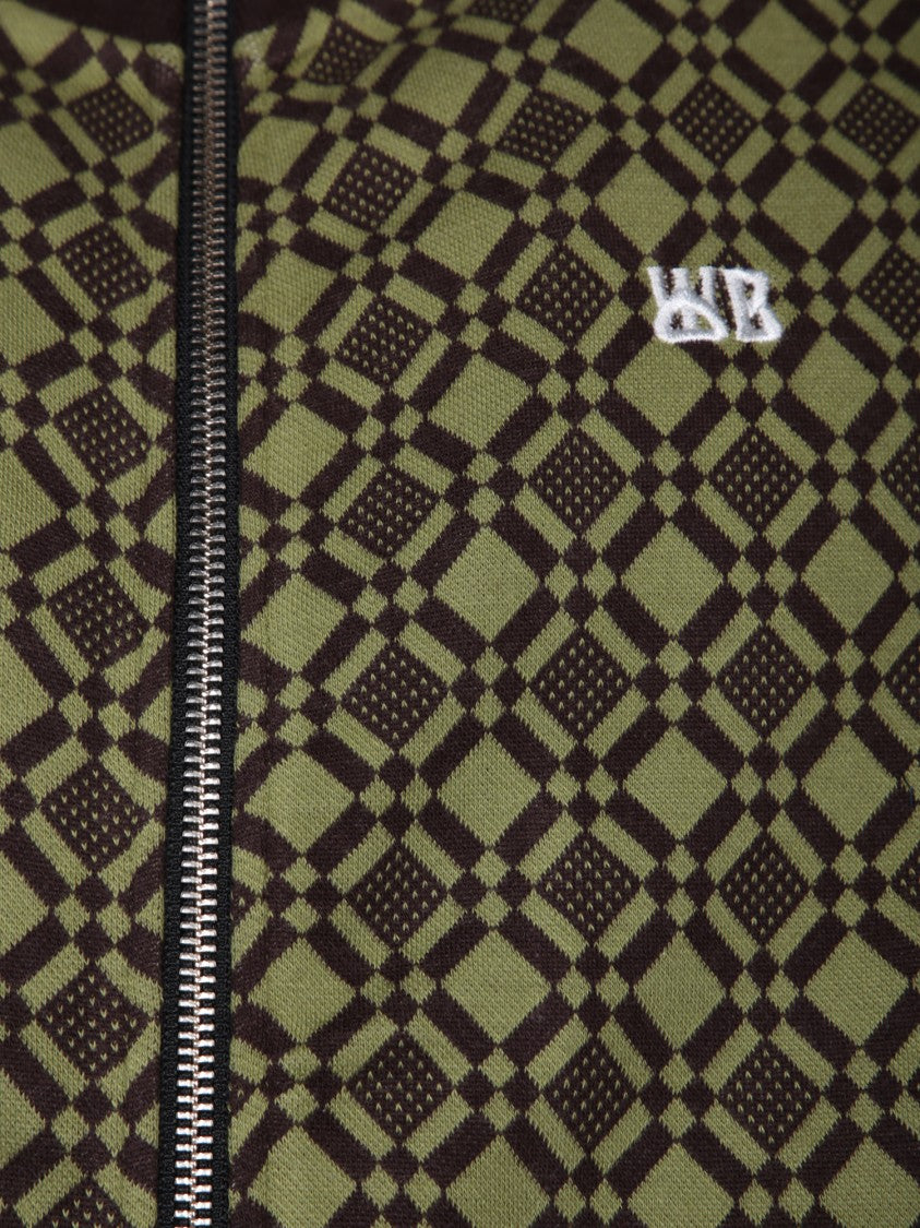 Wales Bonner Sporty Green Blazer With Geometric Jacquard And Striped Details