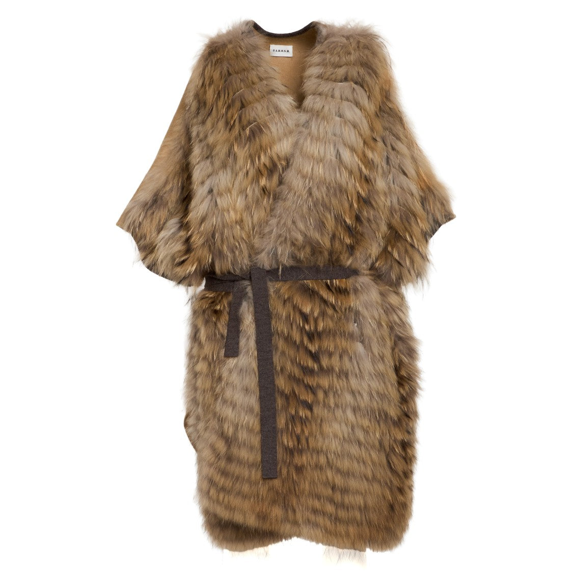 Parosh Oversized Beige Faux Fur Cape Gilet