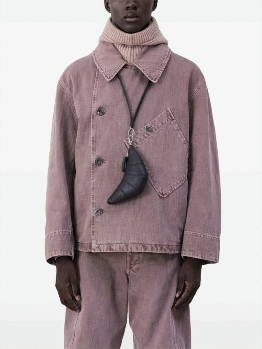 Lemaire Textured Cow Leather Crescent Wallet With Zipper Closure