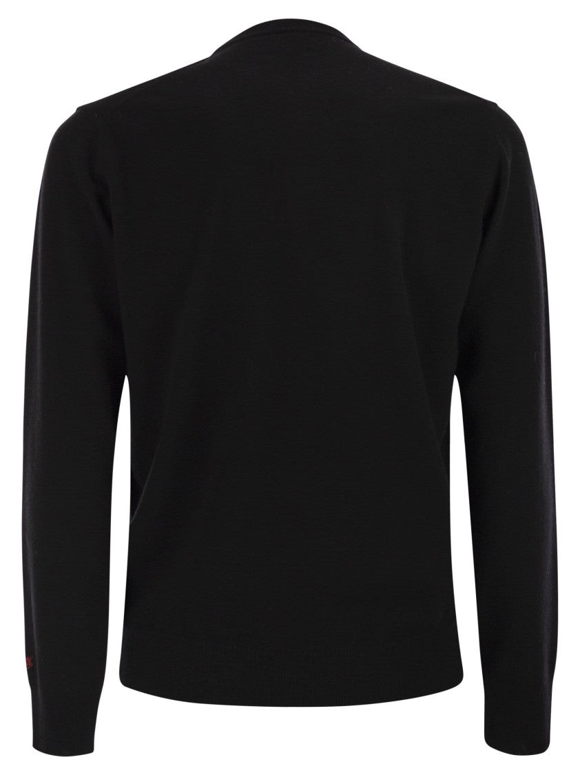 Mc2 Saint Barth Heron - Crew Neck Sweater With Embroidery On The Front