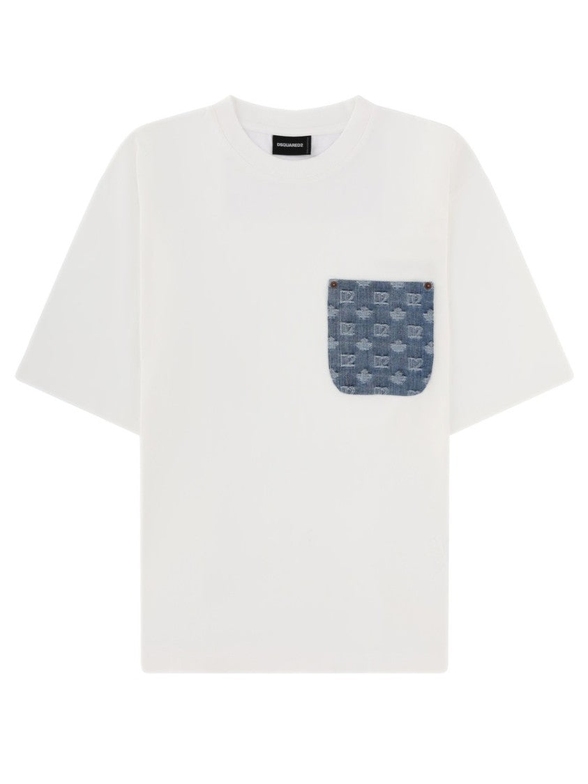 Dsquared2 Neutrals Blue Denim Pocket T-Shirt
