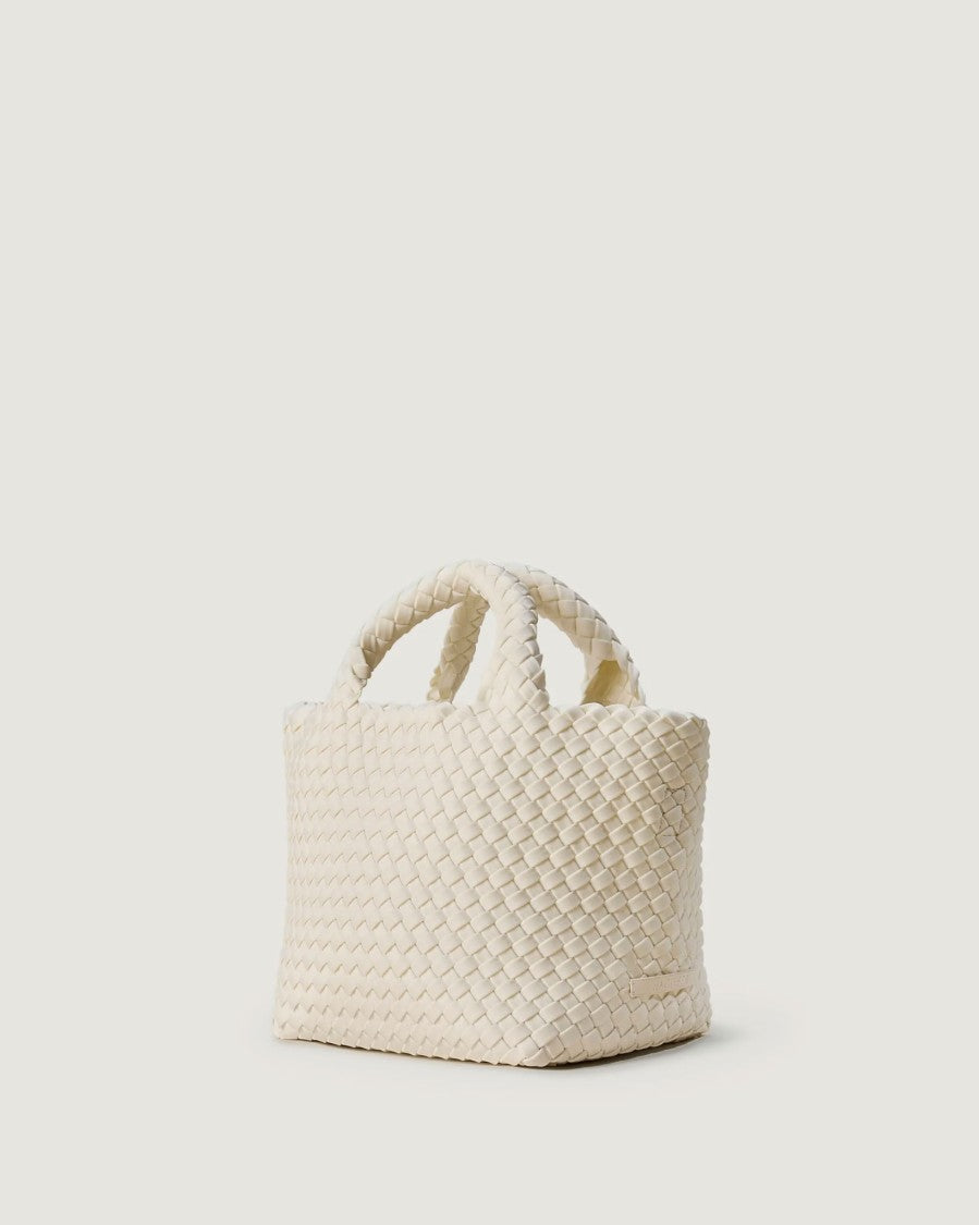Naghedi Handwoven Neoprene St. Barths Small Tote In Bone White