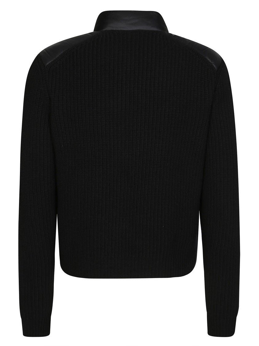 Moncler Cropped Quilted Cardigan With Ribbed Knit Accents