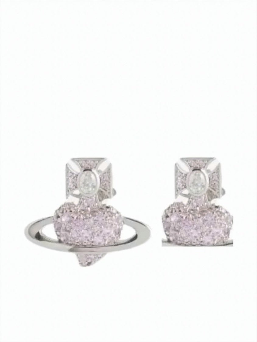 Vivienne Westwood Heart-Shaped Earrings With Orbit Design And Cross Detail