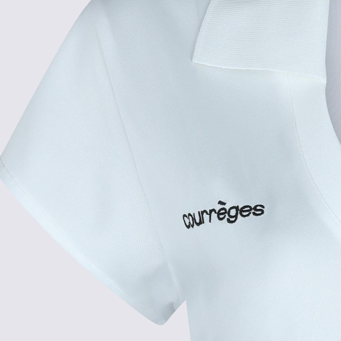 Courrèges V-Neck White Polo Shirt