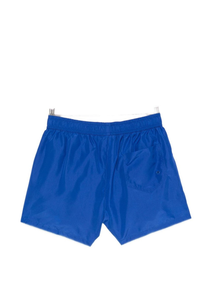 Moschino Blue Front Logo Drawstring Swim Shorts