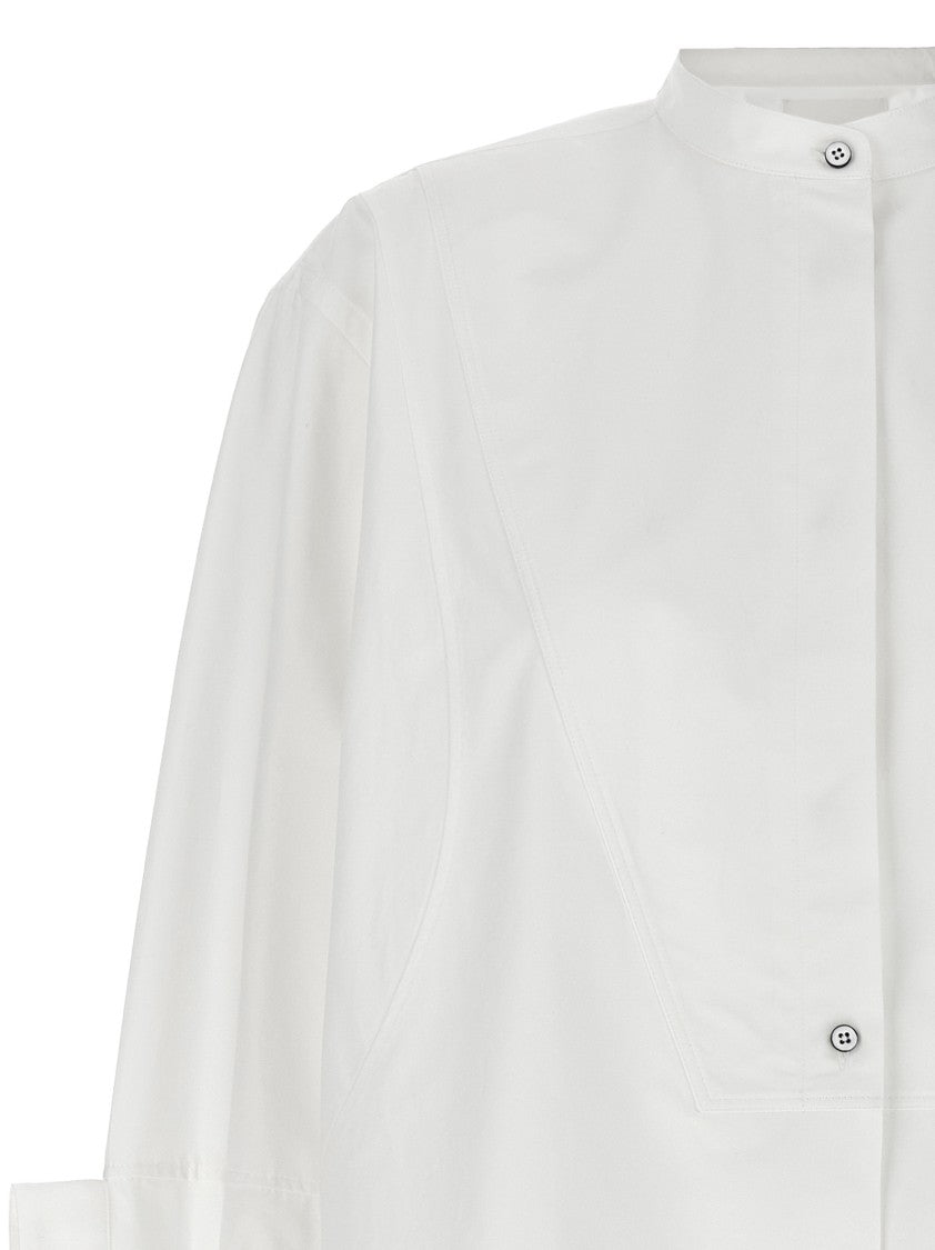 Jil Sander Boxy-Fit White Cotton Shirt With Mandarin Collar