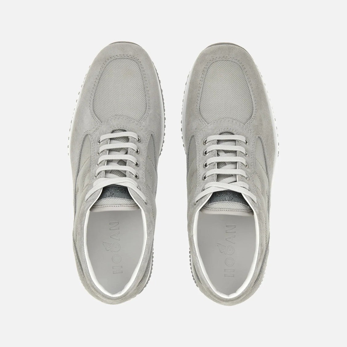 Hogan Light Grey Suede And Mesh Sneakers
