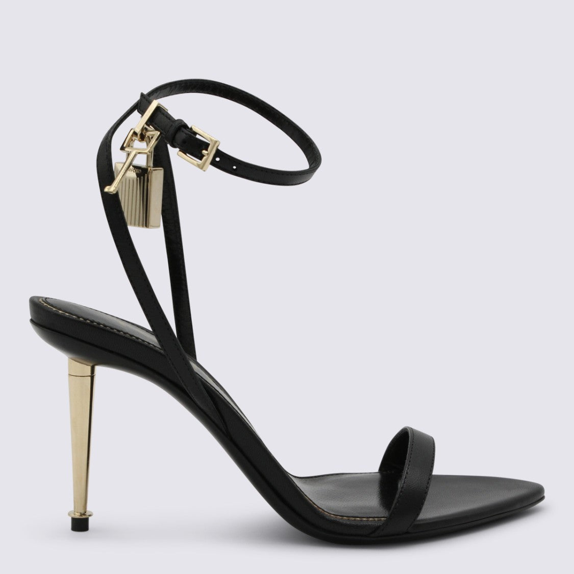 Tom Ford Black Sandals With Metallic Gold Stiletto Heel