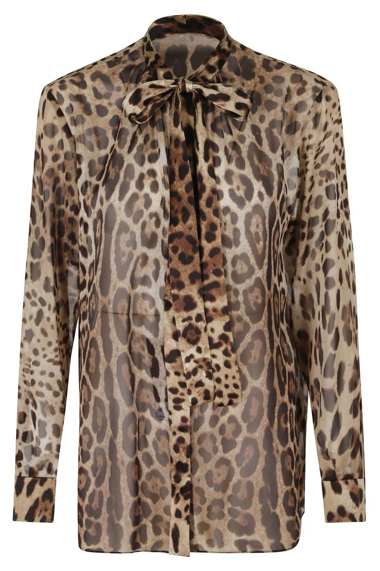 Dolce & Gabbana Leo New Small Scarf Gathering Silk Blouse
