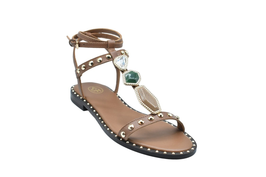 Ash Laced Detail Low Shoes With Decorative Stones