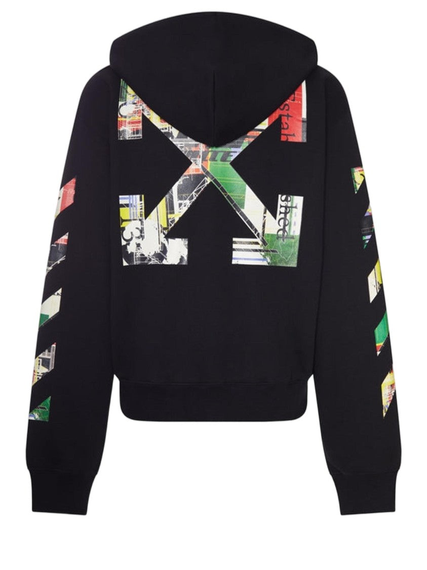 Off-White Cotton Hoodie With Multicolor Logo And Graphic Prints
