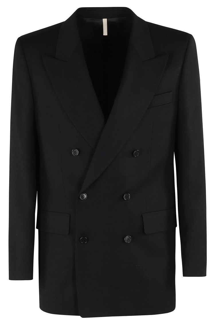 Sunflower Double-Breasted Blazer With Sharp Lapel And Flap Pockets