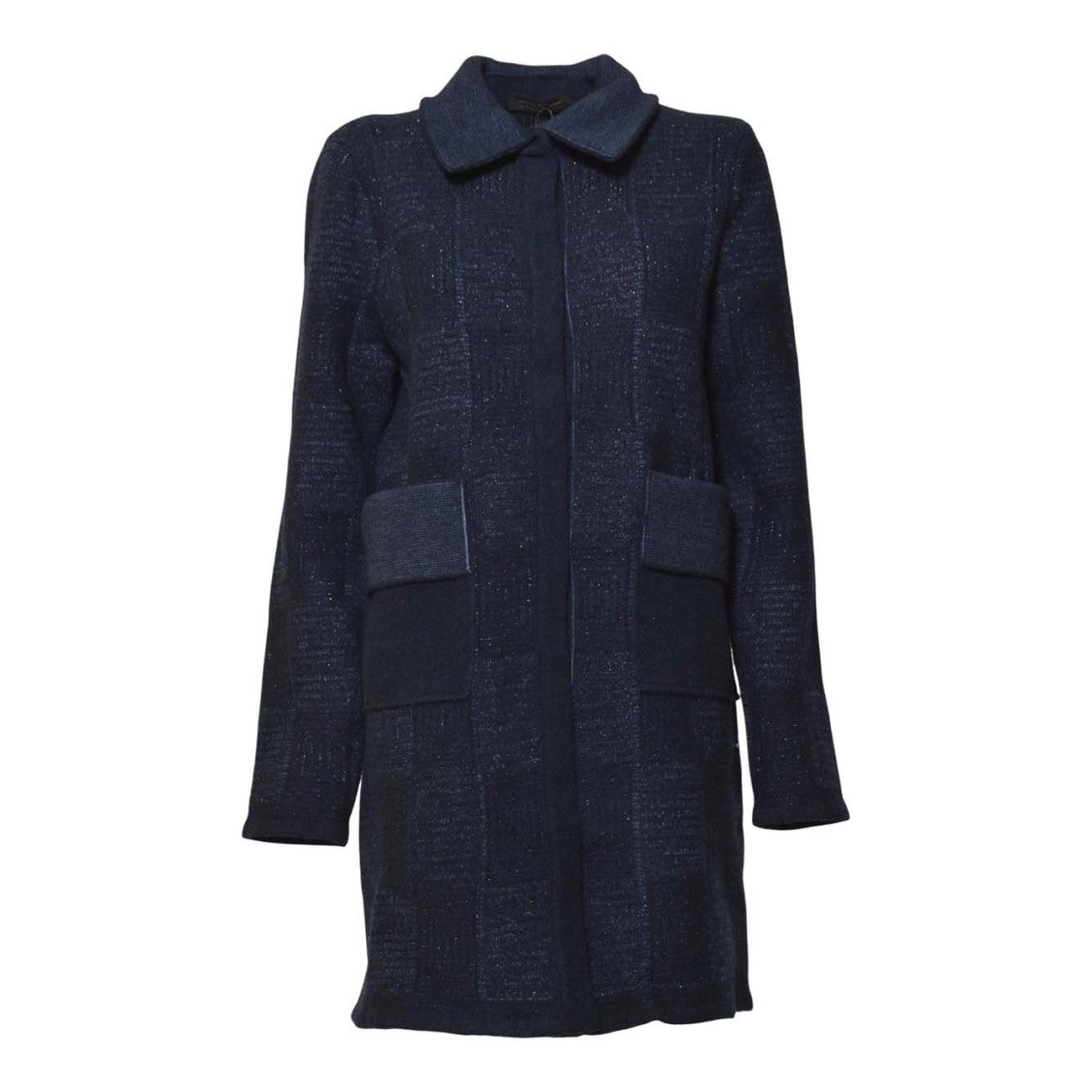 Mirco Giovannini Structured Blue Jacket With Front Zipper Closure