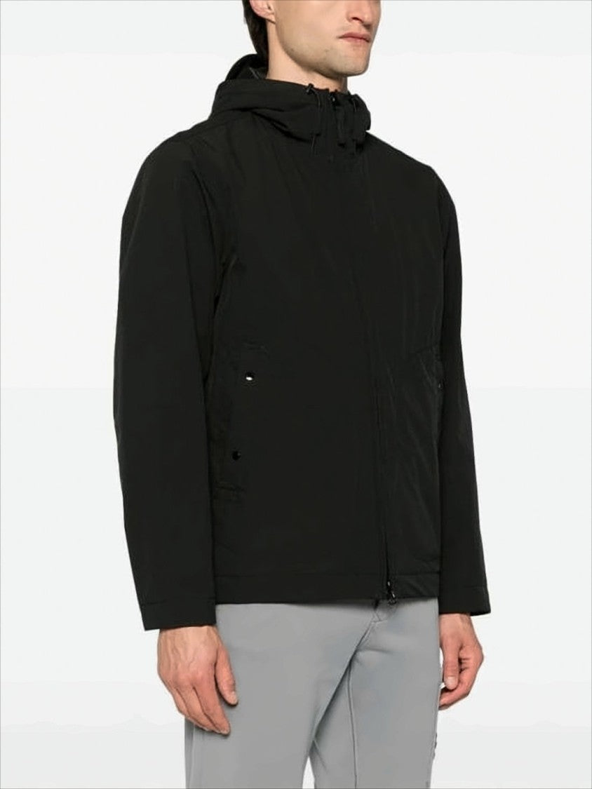 Stone Island Minimalist Black Jacket With Hood