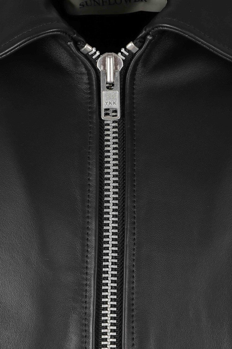 Sunflower Short Lamb Leather Jacket With Classic Collar And Dual Zipper