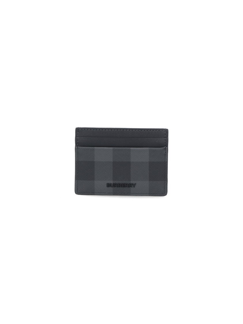 Burberry Black Check Pattern Fabric Cardholder