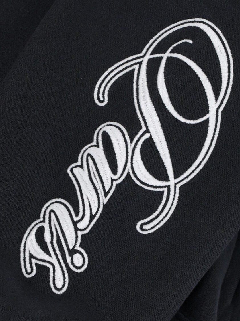 Balenciaga Black Cursive Logo Cotton Zip Hoodie