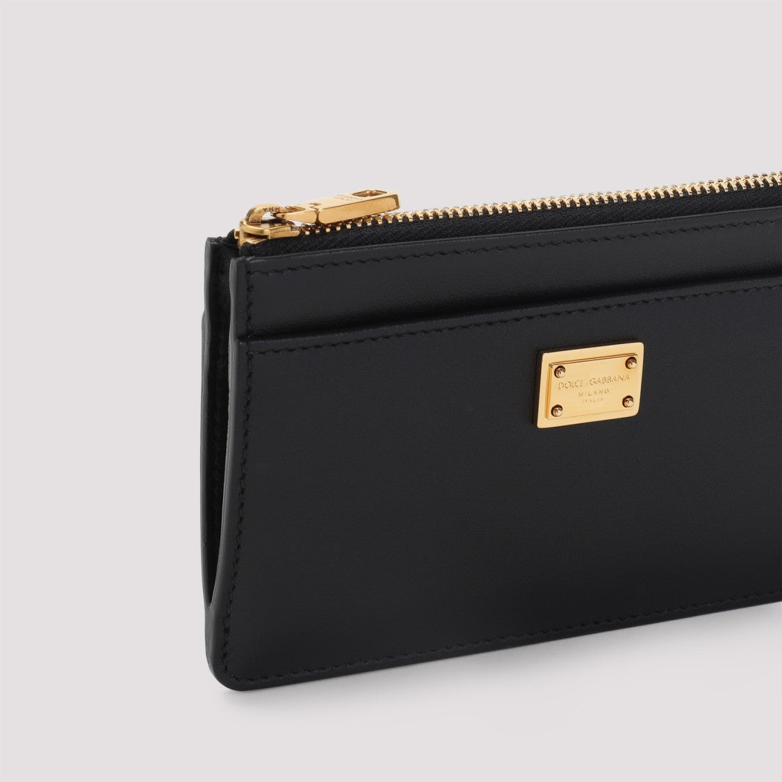 Dolce & Gabbana Zip-Closure Calf Leather Wallet With Gold-Tone Hardware