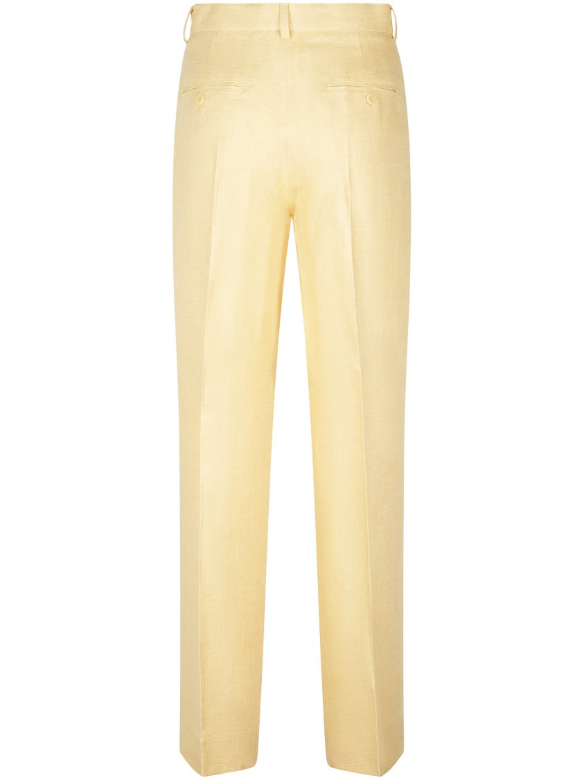 Max Mara Straight-Leg Linen Trousers With Tailored Finish