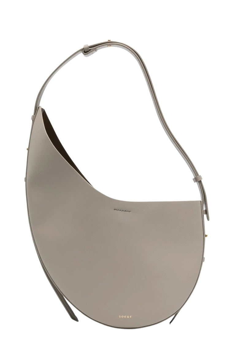 Soeur Gray Winona Front-Logo Zip-Pouch Leather Shoulderbag