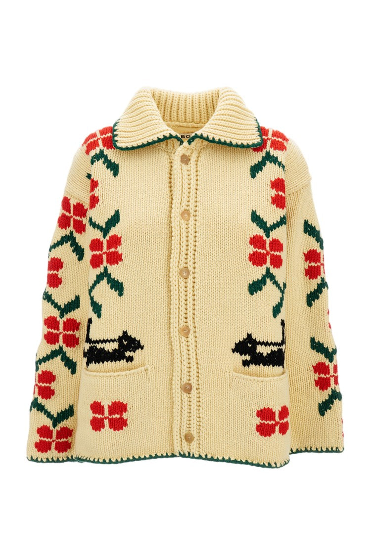 Bode New York Pure Wool Jacquard Knit Cardigan