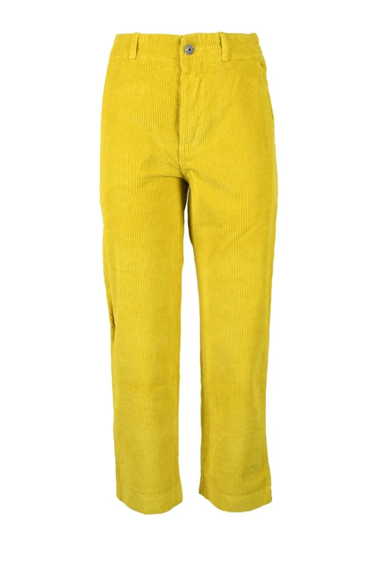 Another Label Cropped Straight-Leg Trousers With Mid-Rise Waist And Textured Fabric