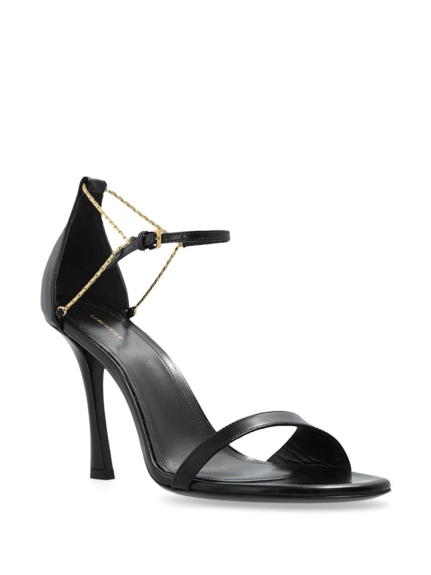 Givenchy Black Single Strap Chain Detail Sandals