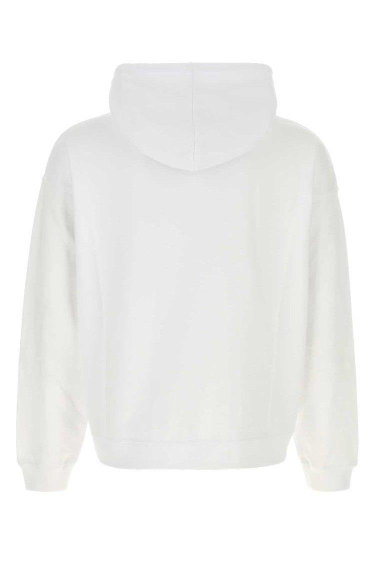 Dsquared2 Cropped White Cotton Sweatshirt With Bold Graphic Design