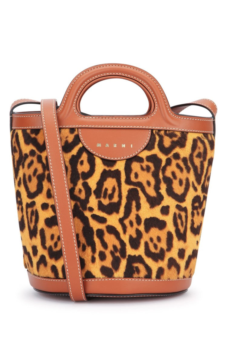 Marni Leopard Print Structured Shoulder Bag