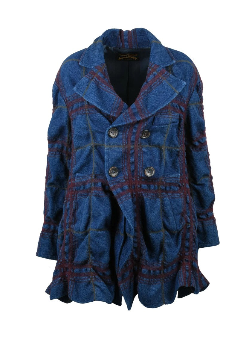 Vivienne Westwood Anglomania Blue Cotton-Blend Double-Breasted Coat