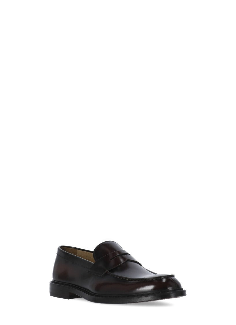 Doucal's Brown Smooth Leather Mask Loafers