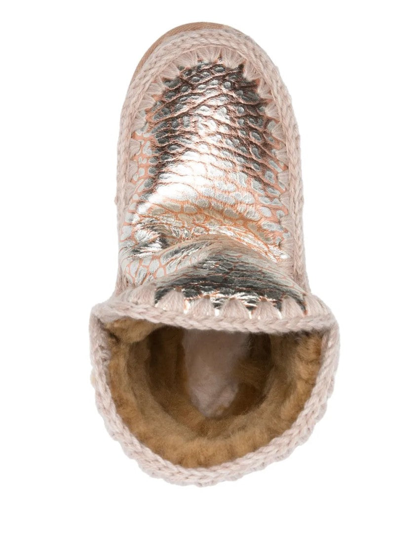 Mou Textured Gold Ankle Boots