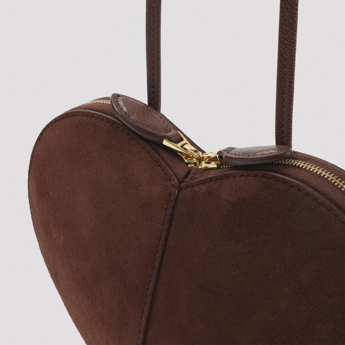 Alaïa Heart-Shaped Shoulder Bag In Brown Suede Goat Leather