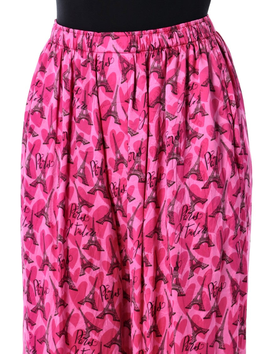 Balenciaga Silk Satin Pyjama Pants With Vibrant Pattern