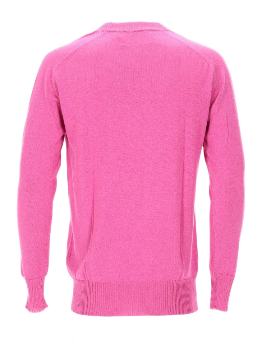 Laneus Crew Neck Long-Sleeve Pullover Sweater In Bright Pink
