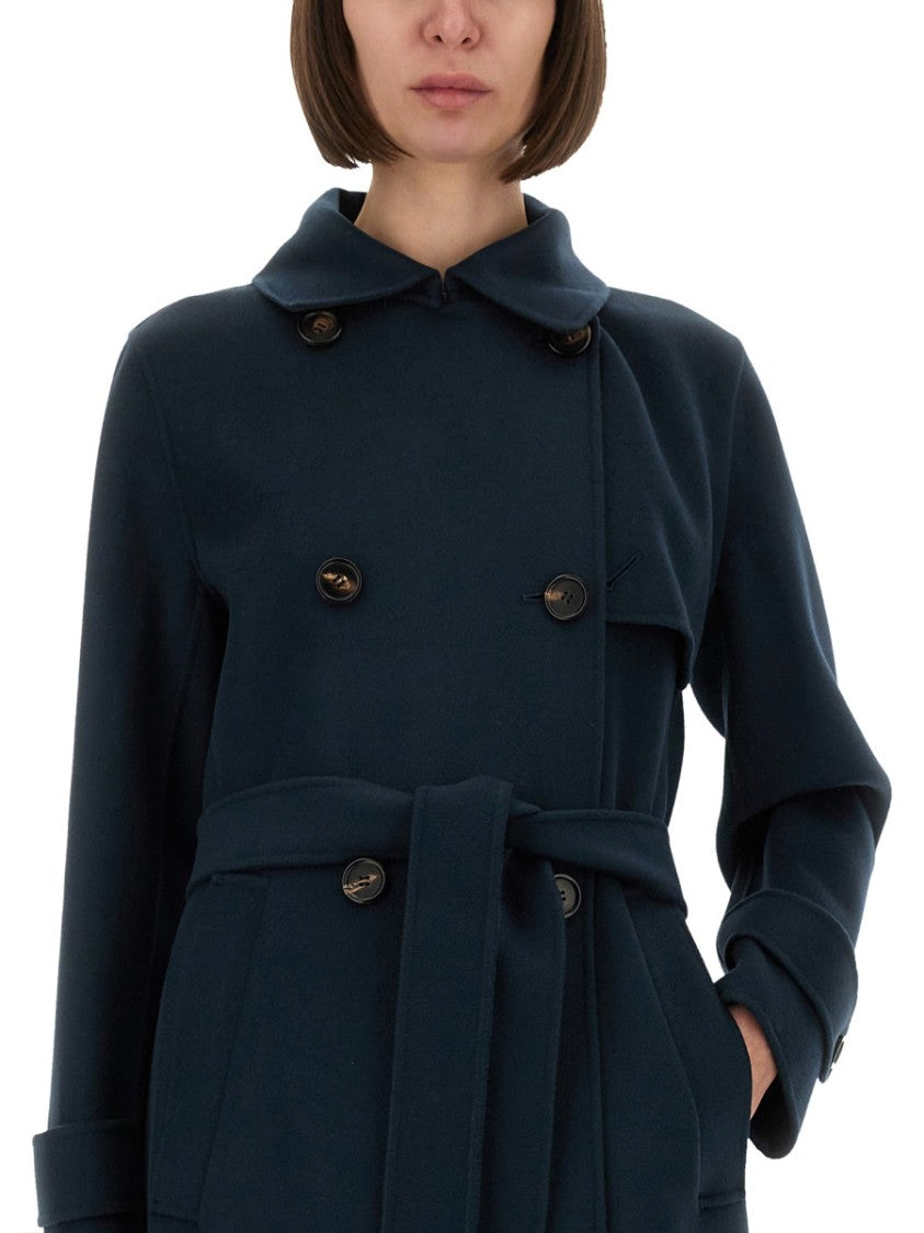 Max Mara Sem Belted Long Double-Breasted Wool Coat