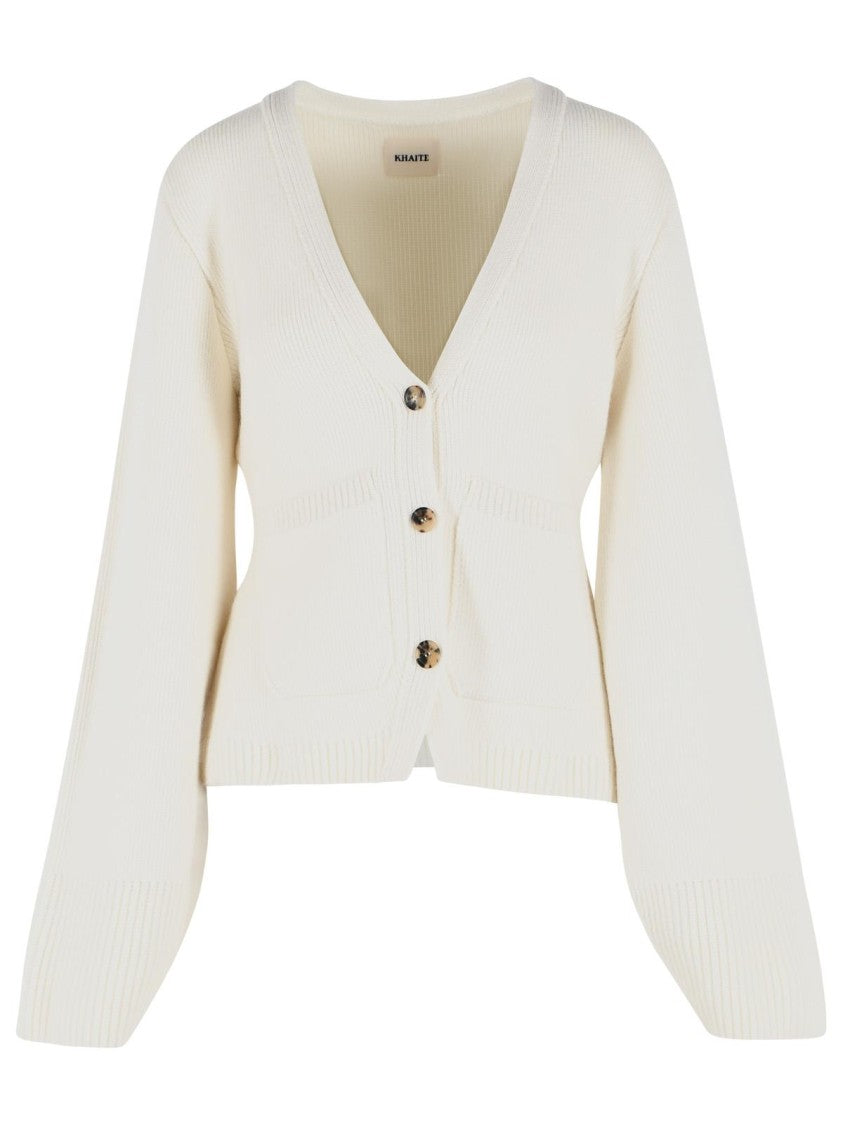 Khaite 'Scarlet' Ivory Cashmere Cardigan