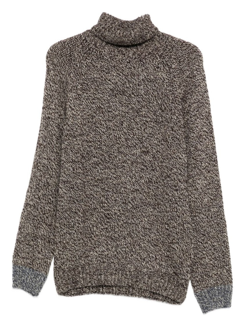Daniele Alessandrini Textured Brown Knit Sweater