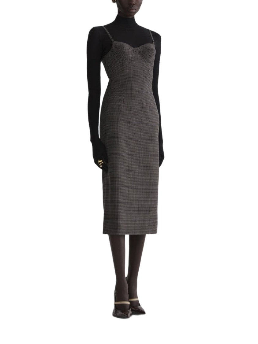 Mugler Checkered Sweetheart Midi Dress