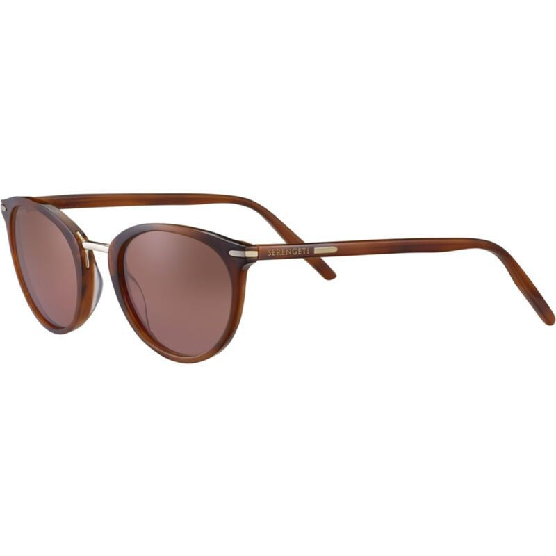 Serengeti Elyna Rounded Tortoiseshell Frame Sunglasses With Metallic Accents